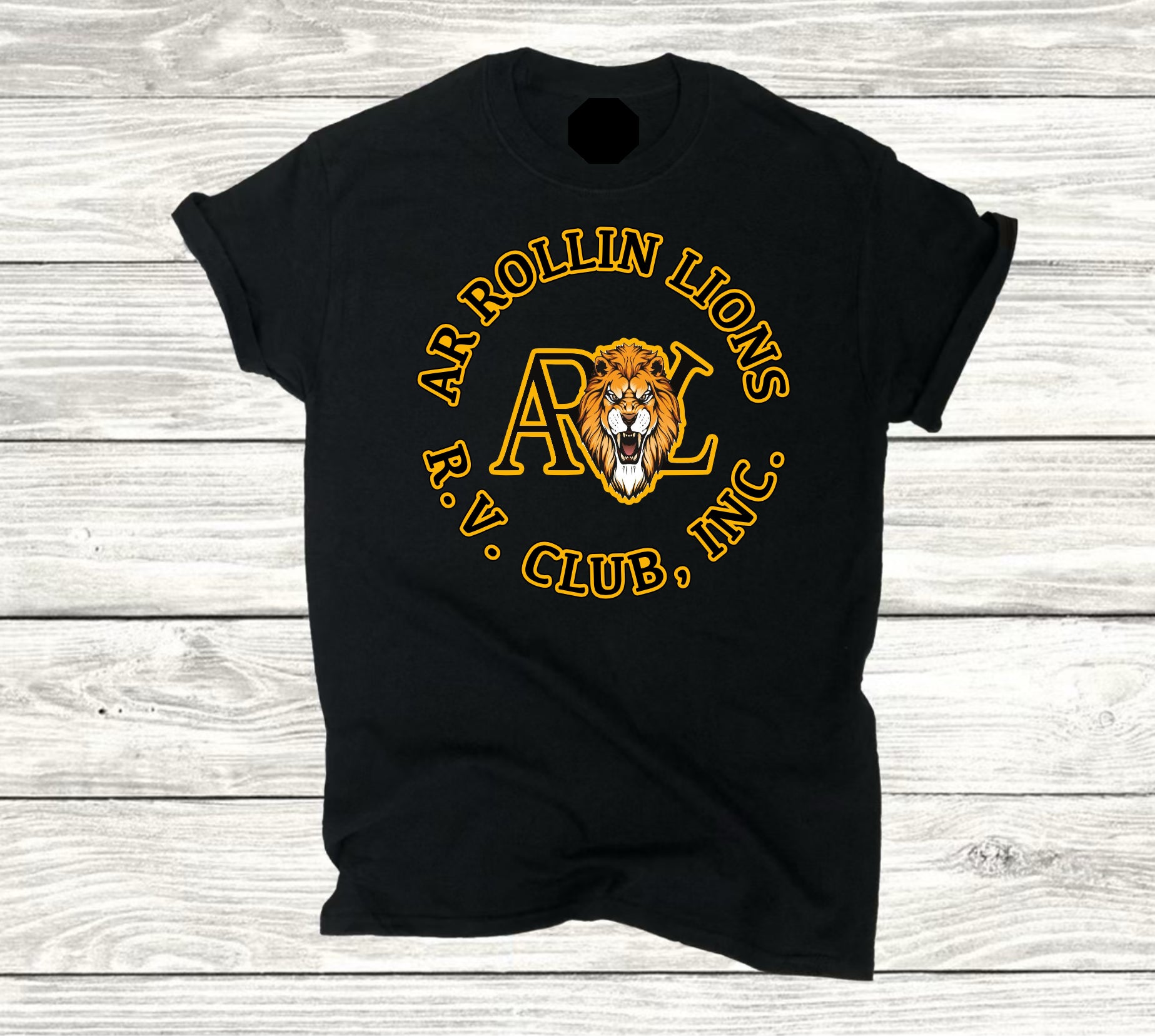 AR Rollin Lions circle t-shirt- gold outline