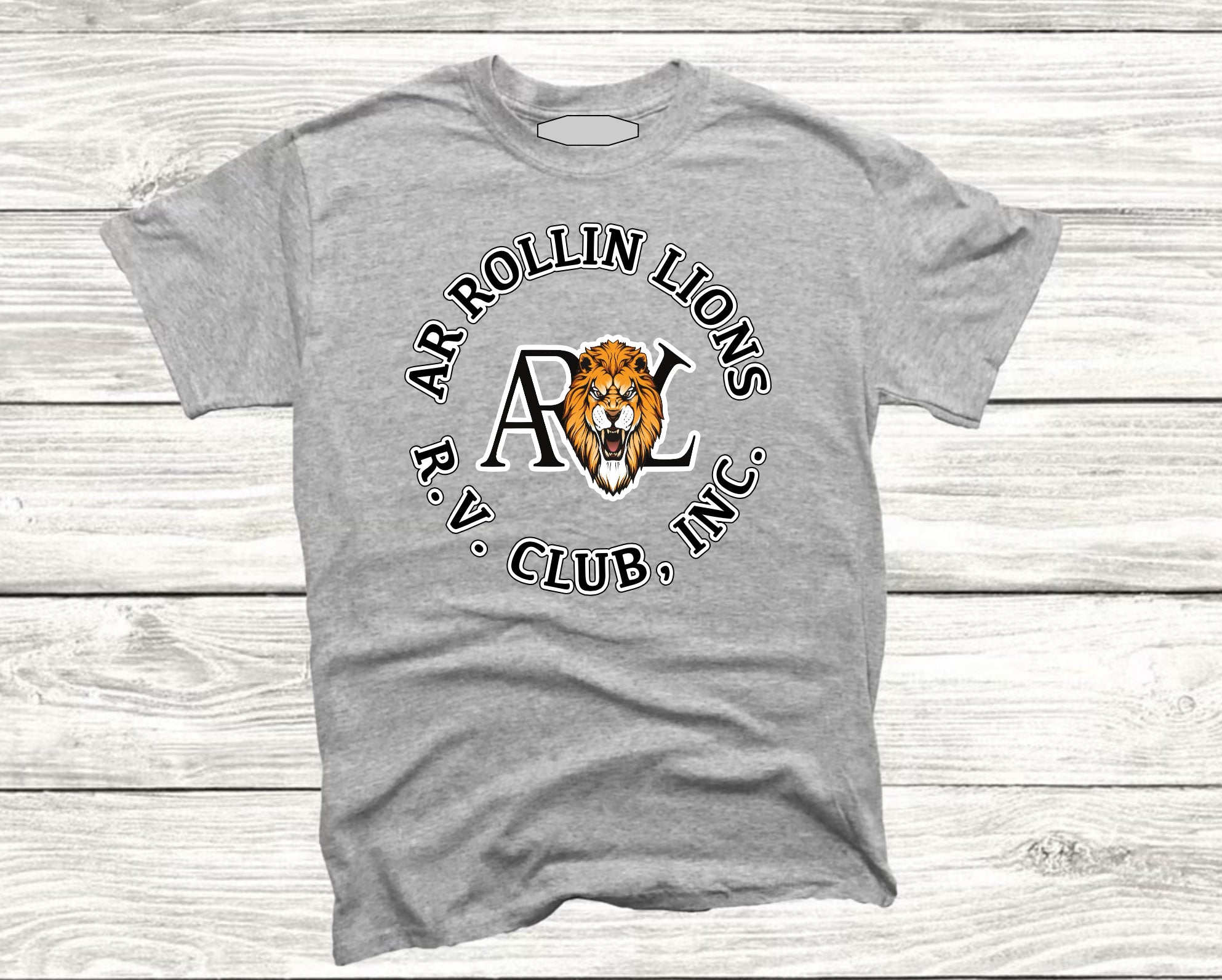 AR Rollin Lions circle t-shirt- white outline