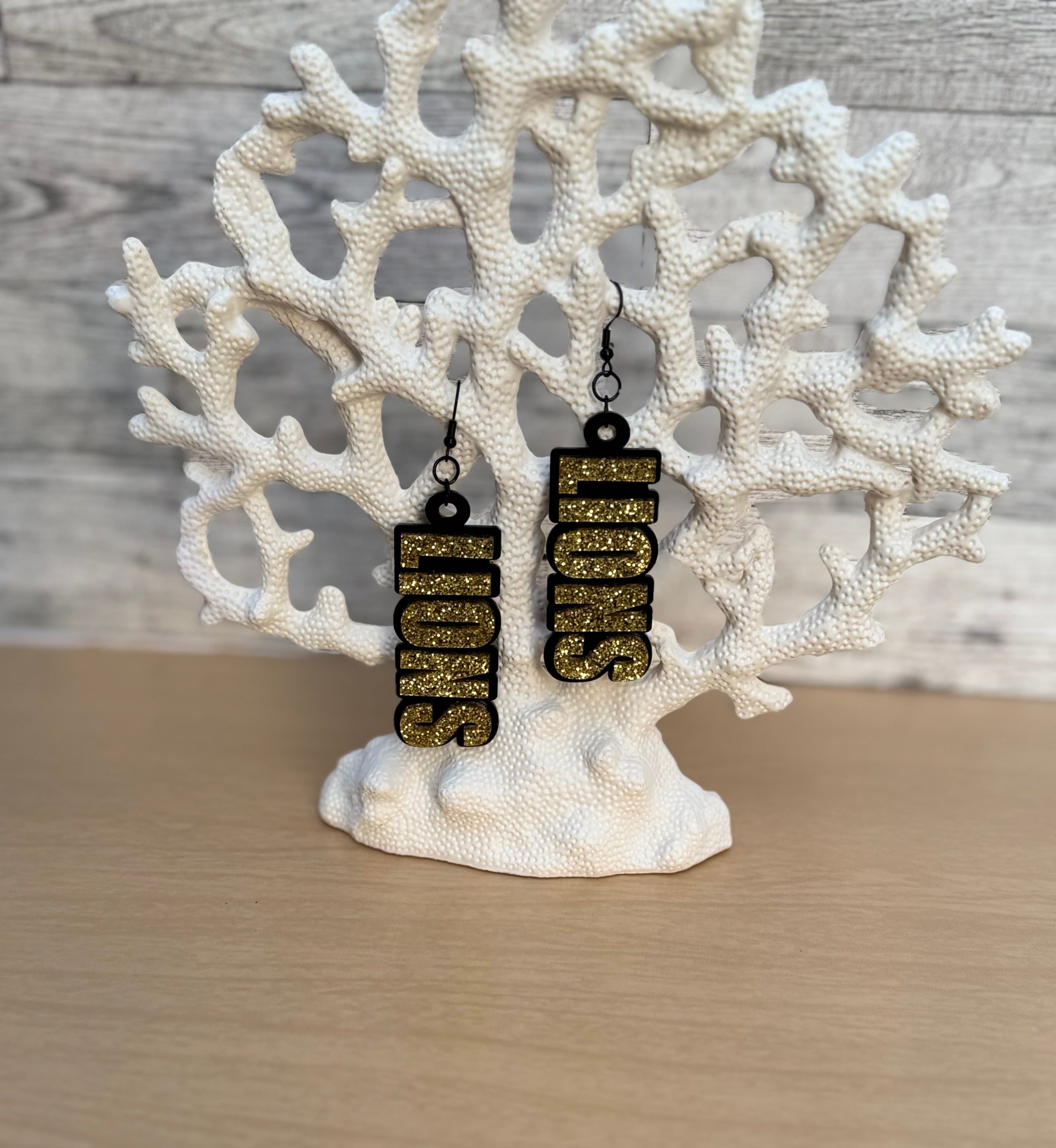 Glittered LIONS earrings