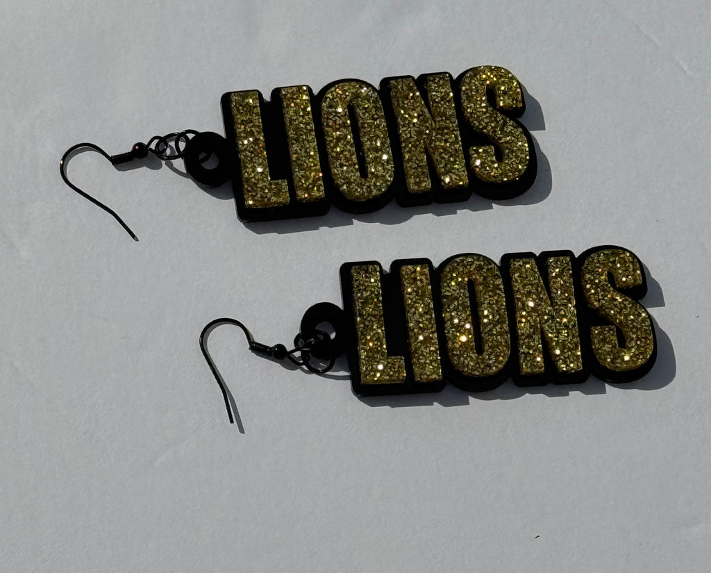 Glittered LIONS earrings