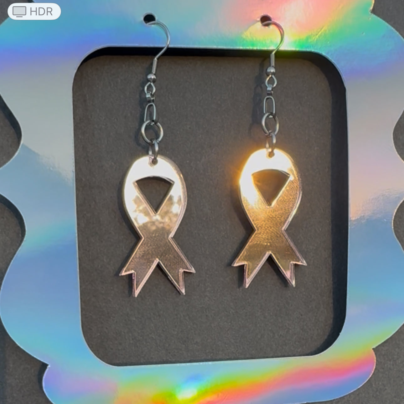 Mirror Pink Breast Cancer Awareness Earrings