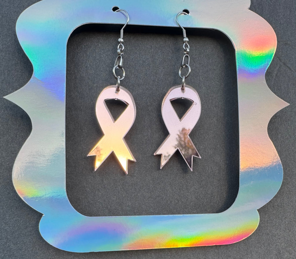Mirror Pink Breast Cancer Awareness Earrings