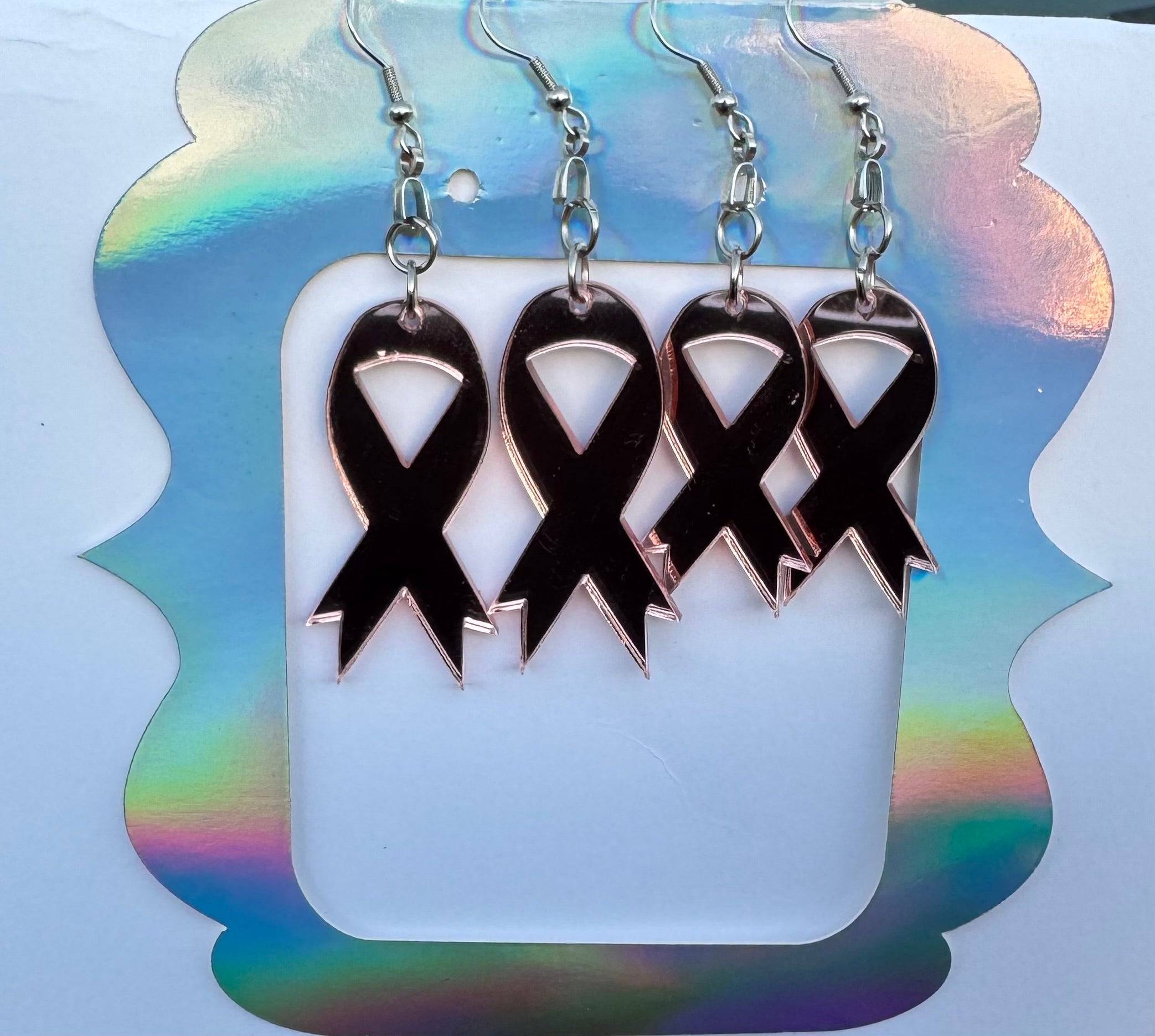 Mirror Pink Breast Cancer Awareness Earrings