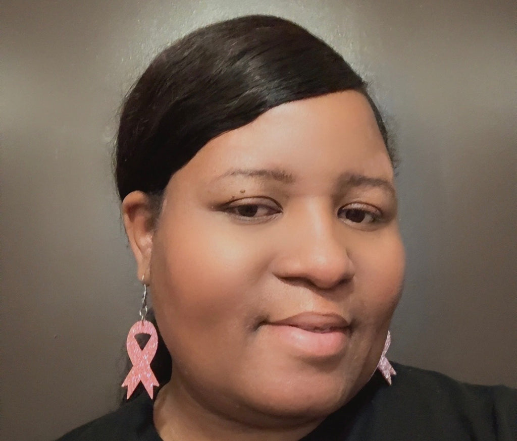 Glittered Breast Cancer Awareness Earrings