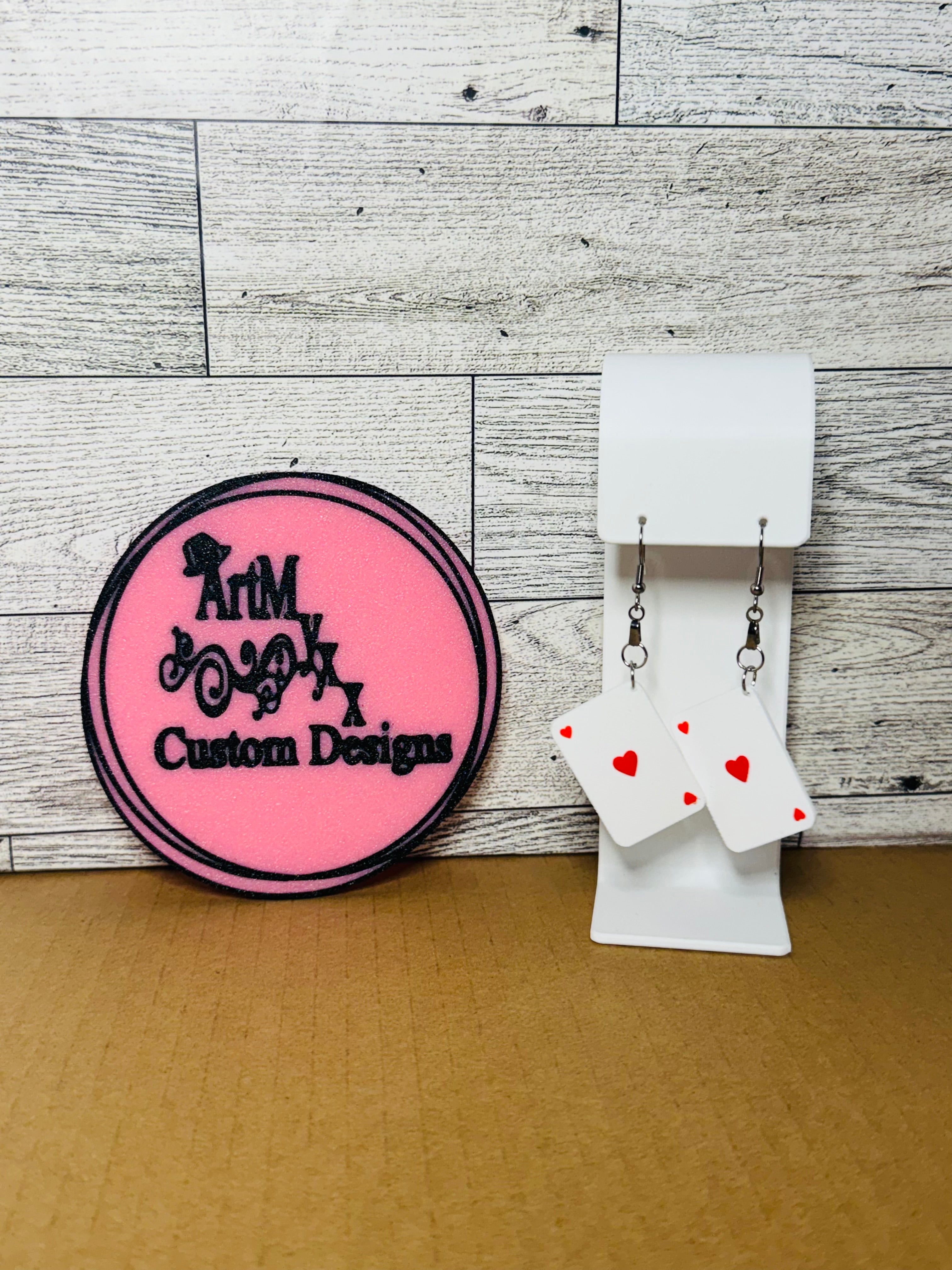 Heart playing card earrings